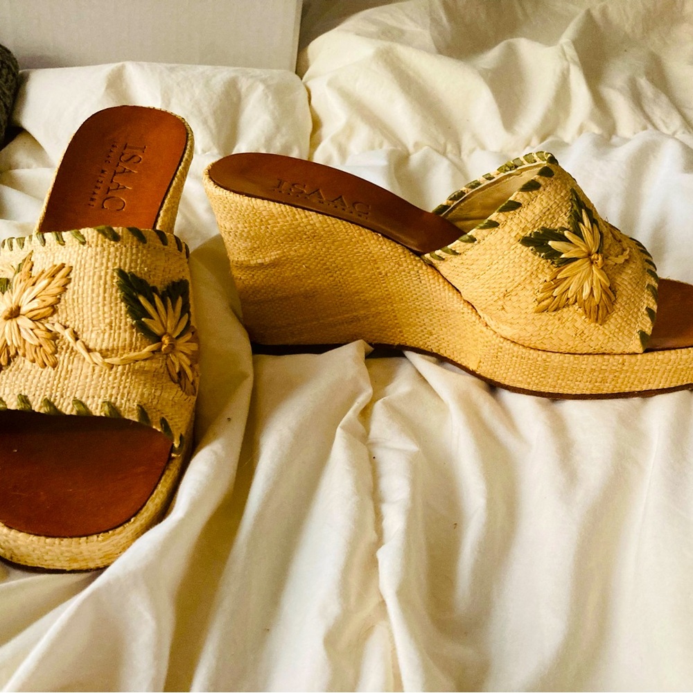 Isaac Mizrahi Raffia Platforms